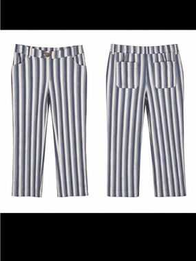 Chico’s Blue & White Stripe Cotton Pants Size 0 Nautical Coastal
